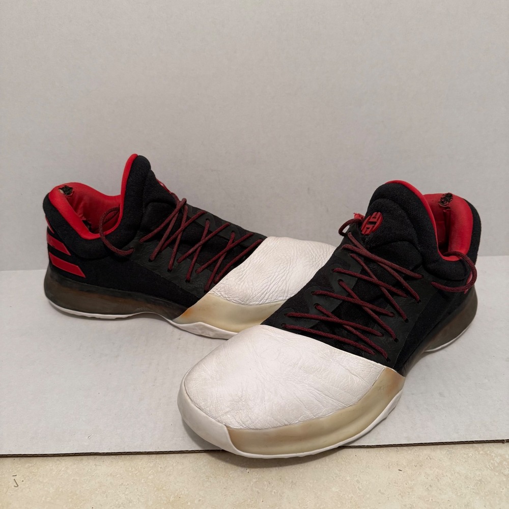 Adidas Harden Vol 1 Home White Black Red Basketball Shoes BW0546 Mens 11.5